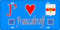 Plaque métal décorative 15 x 30 cm fond bleu 57 J' ❤️ Francaltroff, canton du Saulnois Moselle 57
