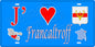 Plaque métal décorative 15 x 30 cm fond bleu carte J' ❤️ Francaltroff, canton du Saulnois Moselle 57