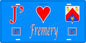 Plaque métal décorative 15 x 30 cm fond bleu 57 J' ❤️ Fremery, canton du Saulnois Moselle 57