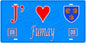 Plaque métal décorative, J' ❤️Fumay, Ardennes, fond  mur bleu 08