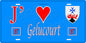Plaque métal décorative 15 x 30 cm fond bleu 57 J' ❤️ Gelucourt, canton du Saulnois Moselle 57