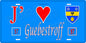 Plaque métal décorative 15 x 30 cm fond bleu 57 J' ❤️ Guebestroff, canton du Saulnois Moselle 57