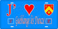Plaque métal décorative 15 x 30 cm fond bleu 57 J' ❤️ Gueblange lès Dieuze, canton du Saulnois Moselle 57