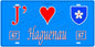 Plaque métal décorative, J' ❤️Haguenau, Bas Rhin, fond  mur bleu 67