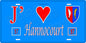 Plaque métal décorative 15 x 30 cm fond bleu 57 J' ❤️ Hannocourt, canton du Saulnois Moselle 57
