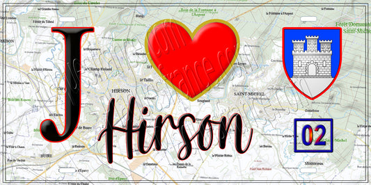 Plaque métal décorative, J' ❤️Hirson, Aisne (02)