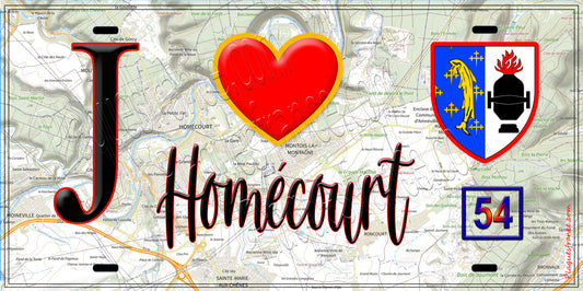 Plaque métal décorative  J' ❤️ Homécourt, Meurthe et Moselle (54)