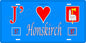 Plaque métal décorative 15 x 30 cm fond bleu 57 J' ❤️ Honskirch, canton du Saulnois Moselle 57