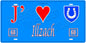 Plaque métal décorative, J' ❤️Illzach, Haut Rhin, fond  mur bleu 68