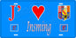 Plaque métal décorative 15 x 30 cm fond bleu 57 J' ❤️ Insming, canton du Saulnois Moselle 57