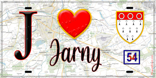 Plaque métal décorative  J' ❤️ Jarny, Meurthe et Moselle (54)