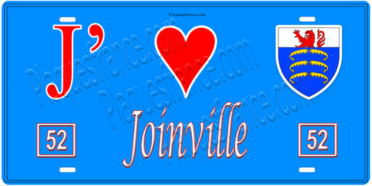 Plaque métal décorative, J' ❤️Joinville, Haute Marne, fond  mur bleu 52