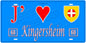 Plaque métal décorative, J' ❤️Kingersheim, Haut Rhin, fond  mur bleu 68