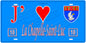 Plaque métal décorative, J' ❤️La Chapelle-Saint-Luc, Aube, fond  mur bleu 10