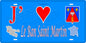 Plaque métal décorative 15 x 30 cm fond  bleu carte J' ❤️Le Ban Saint Martin, canton de Montigny-lès-Metz Moselle 57