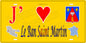 Plaque métal décorative 15 x 30 cm fond  jaune carte J' ❤️Le Ban Saint Martin, canton de Montigny-lès-Metz Moselle 57