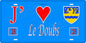 Plaque métal décorative, J' ❤️Le Doubs (25)