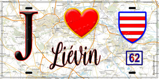 Plaque métal décorative  J' ❤️ Liévin, Pas de Calais (62)