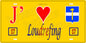 Plaque métal décorative 15 x 30 cm fond jaune 57 J' ❤️ Loudrefing, canton du Saulnois Moselle 57