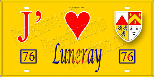 Plaque métal décorative 15X30 J' ❤️ Luneray, Seine Maritime (76) jaune