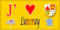 Plaque métal décorative 15X30 J' ❤️ Luneray, Seine Maritime (76) jaune carte