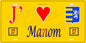 Plaque métal décorative 15 x 30 cm fond mur jaune 57 J' ❤️ Manom, canton Yutz Moselle 57