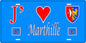 Plaque métal décorative 15 x 30 cm fond bleu 57 J' ❤️Marthille, canton du Saulnois Moselle 57