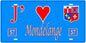 Plaque métal décorative 15 x 30 cm fond mur bleu 57 J' ❤️ Mondelange, canton Fameck Moselle 57