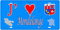 Plaque métal décorative 15 x 30 cm fond mur bleu carte J' ❤️ Mondelange, canton Fameck Moselle 57