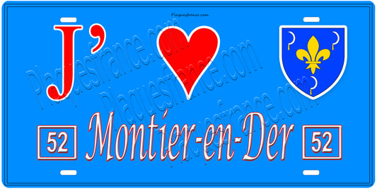 Plaque métal décorative, J' ❤️La Porte du Der, Haute Marne, fond  mur bleu 52