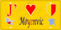 Plaque métal décorative 15 x 30 cm fond jaune carte J' ❤️ Moyenvic, canton du Saulnois Moselle 57