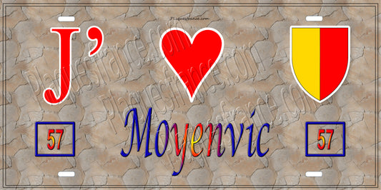 Plaque métal décorative 15 x 30 cm mur antique 57 J' ❤️ Moyenvic, canton du Saulnois Moselle 57