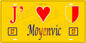 Plaque métal décorative 15 x 30 cm fond jaune 57 J' ❤️ Moyenvic, canton du Saulnois Moselle 57