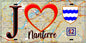 Plaque métal décorative  J' ❤️ Nanterre, Hauts de Seine (92) fond carte