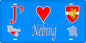 Plaque métal décorative 15 x 30 cm fond bleu carte J' ❤️ Nébing, canton du Saulnois Moselle 57
