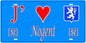 Plaque métal décorative, J' ❤️Nogent, Haute Marne, fond  mur bleu 52