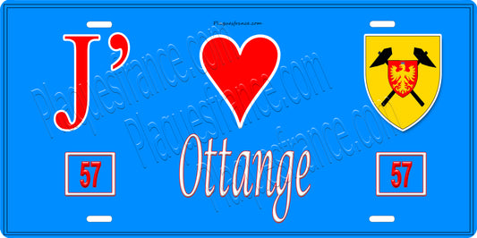 Plaque métal décorative 15 x 30 cm fond mur bleu 57 J' ❤️ Ottange, canton Algrange Moselle 57