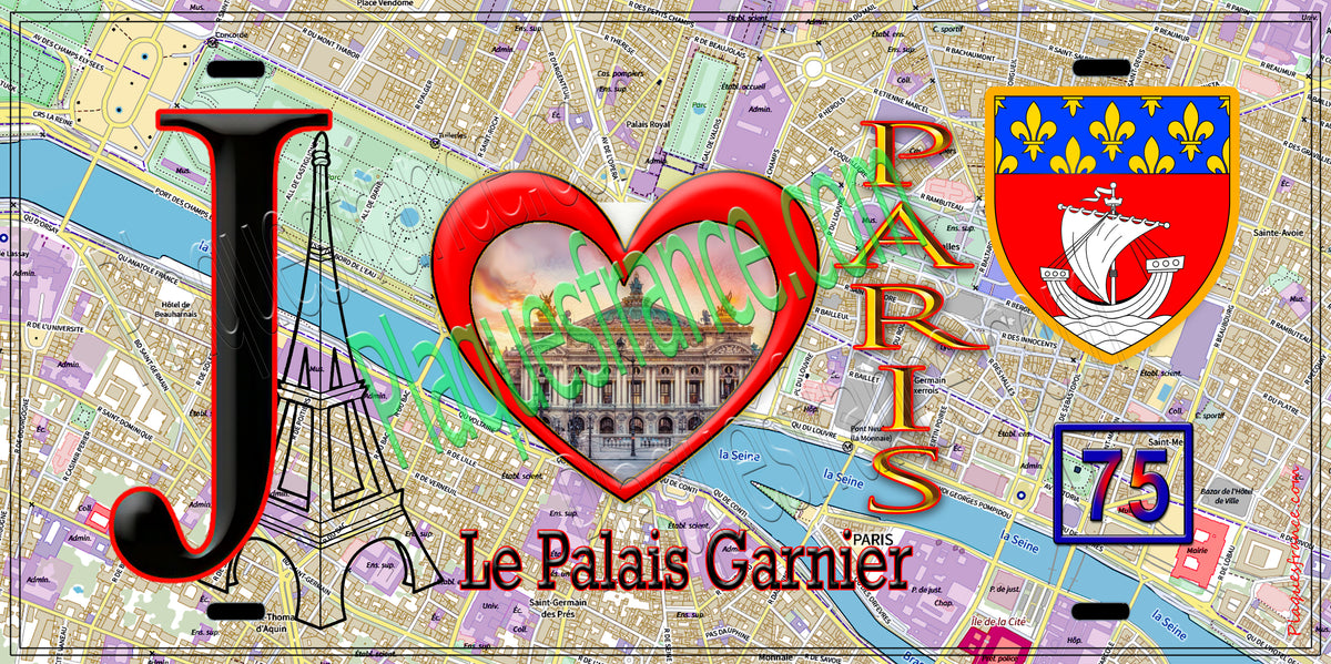 Plaque métal décorative, J'❤️ Paris, le Palais Garnier