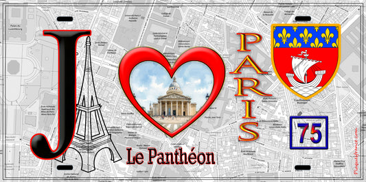 Plaque métal décorative, J'❤️ Paris, le Panthéon