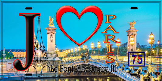 Plaque métal décorative, J'❤️ Paris, le Pont Alexandre III