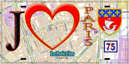 Plaque métal décorative  J' ❤️ Paris : Le Petit Cler