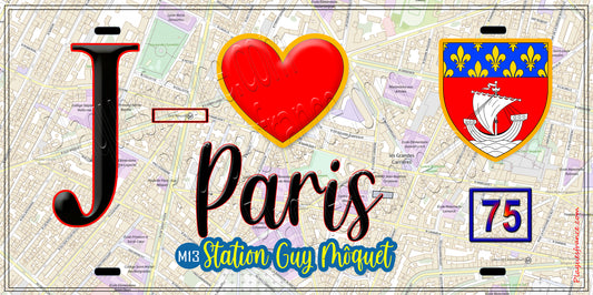 Plaque métal décorative  J' ❤️ Paris : Métro Station Guy Môquet