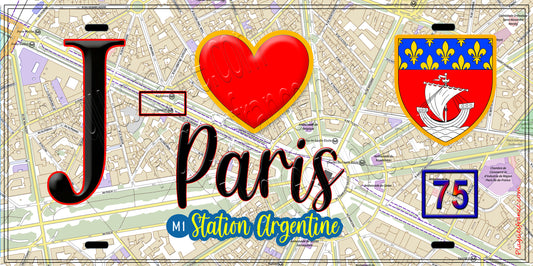 Plaque métal décorative  J' ❤️ Paris : Métro Station Argentine