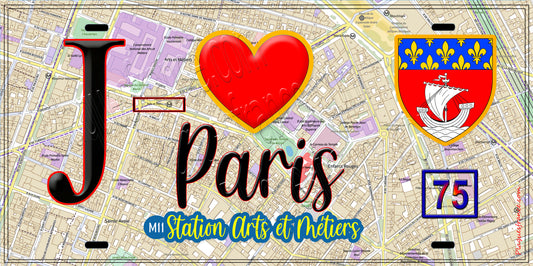 Plaque métal décorative  J' ❤️ Paris : Métro Station Arts et Métiers