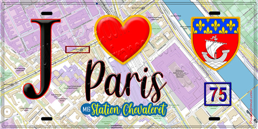 Plaque métal décorative  J' ❤️ Paris : Métro Station Chevaleret