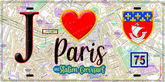 Plaque métal décorative  J' ❤️ Paris : Métro Station Corvisart