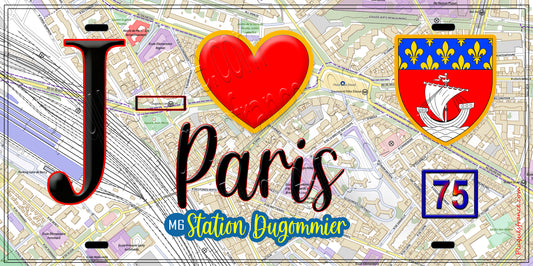 Plaque métal décorative  J' ❤️ Paris : Métro Station Dugommier