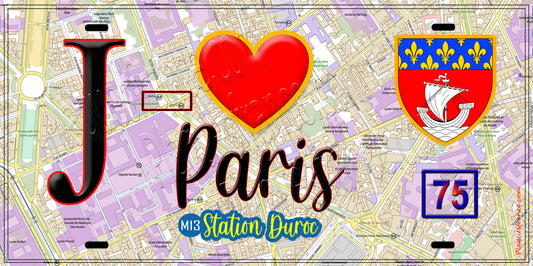 Plaque métal décorative  J' ❤️ Paris : Métro Station Duroc