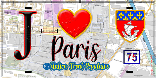Plaque métal décorative  J' ❤️ Paris : Métro Station Aubervilliers – Front Populaire