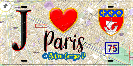 Plaque métal décorative  J' ❤️ Paris : Métro Station George V